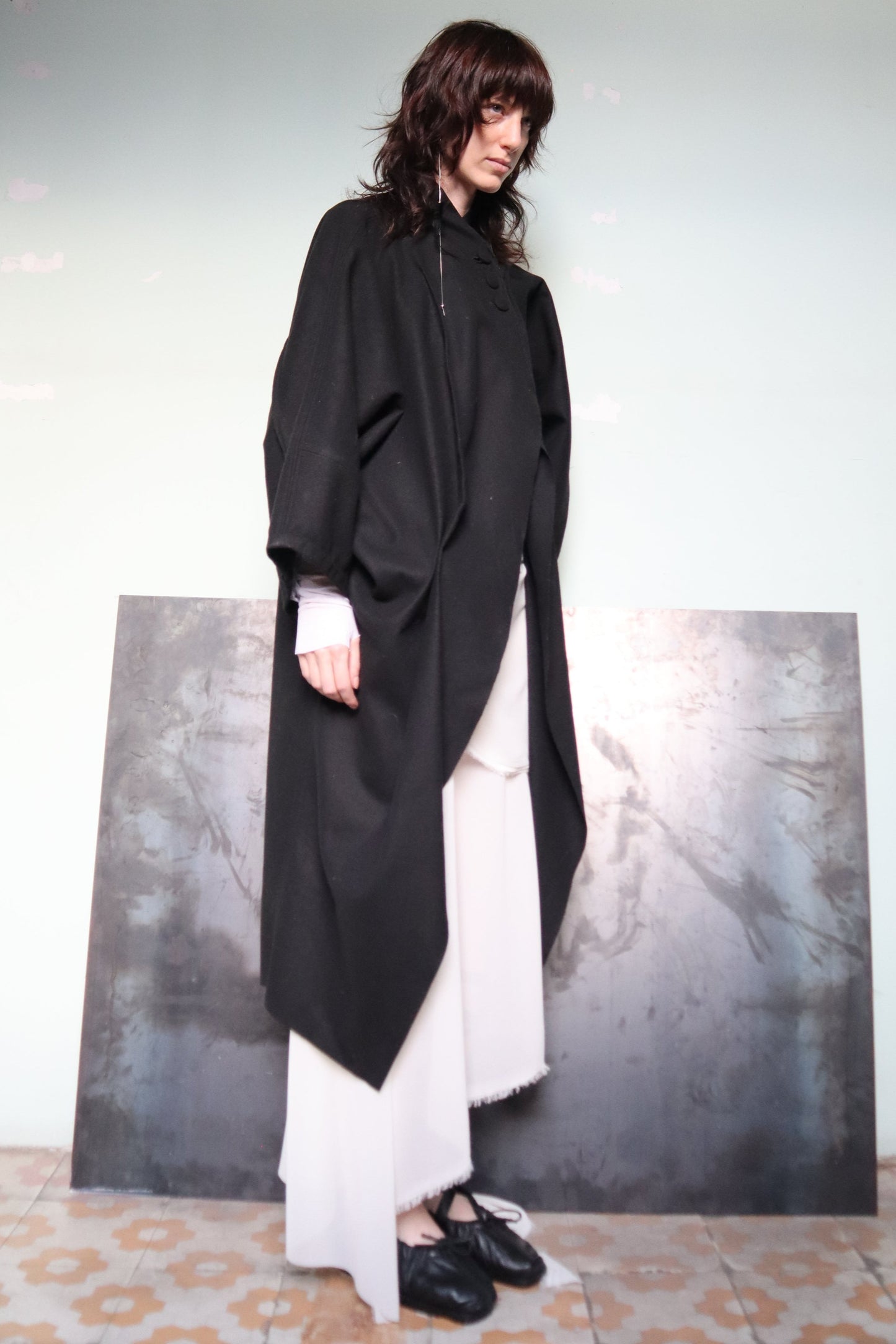 Maison Isabel Maciel extended sleeve wool coat, featured in lookbook.