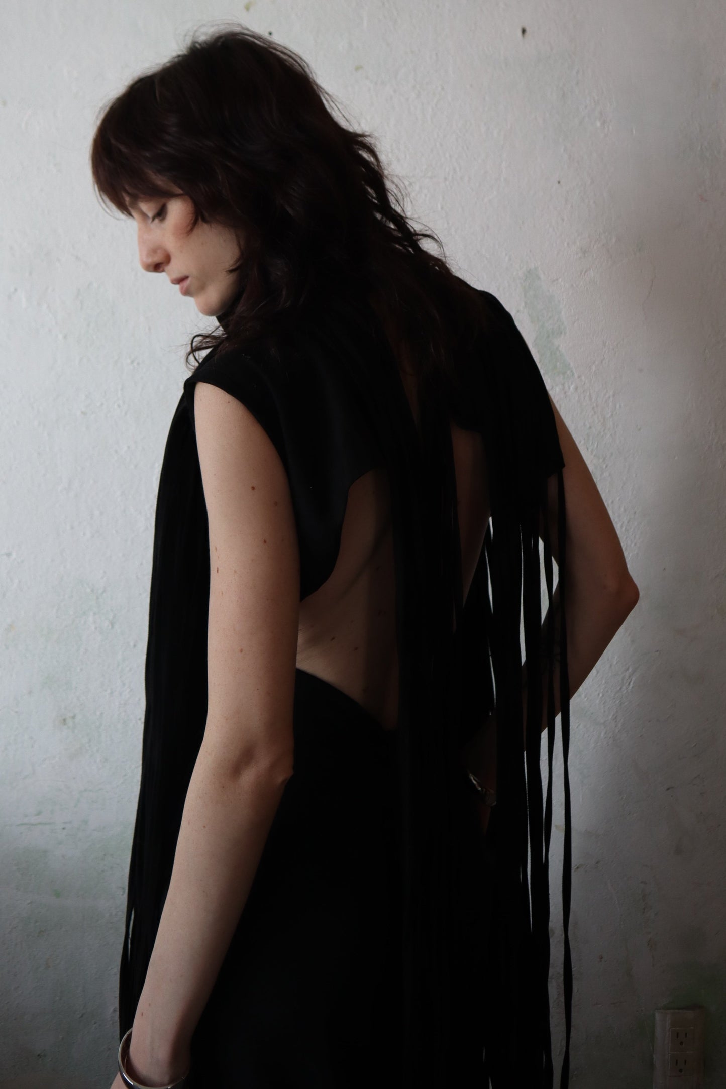 Maison Isabel Maciel hanging straps denim bolero, featured in lookbook.