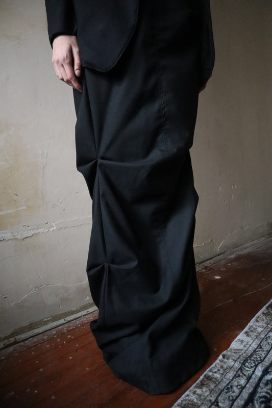 Maison Isabel Maciel draped floor lenght skirt, featured in lookbook.