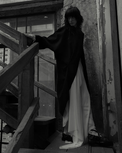 Maison Isabel Maciel extended sleeve wool coat, featured in lookbook.