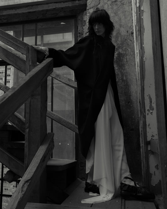 Maison Isabel Maciel extended sleeve wool coat, featured in lookbook.