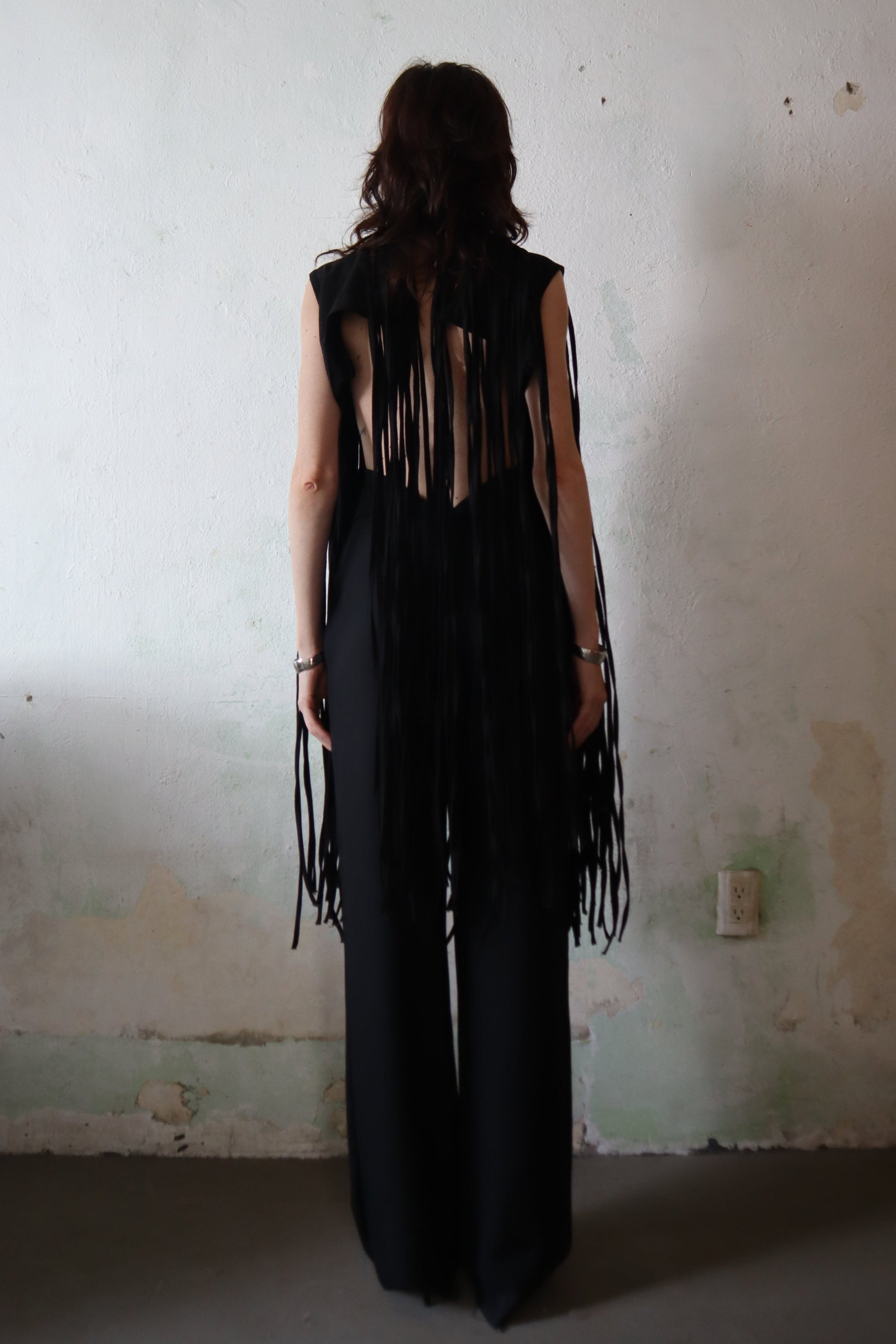 Maison Isabel Maciel hanging straps denim bolero, featured in lookbook.