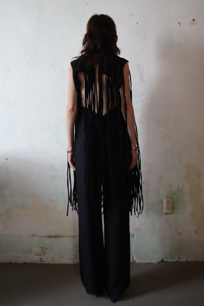 Maison Isabel Maciel hanging straps denim bolero, featured in lookbook.