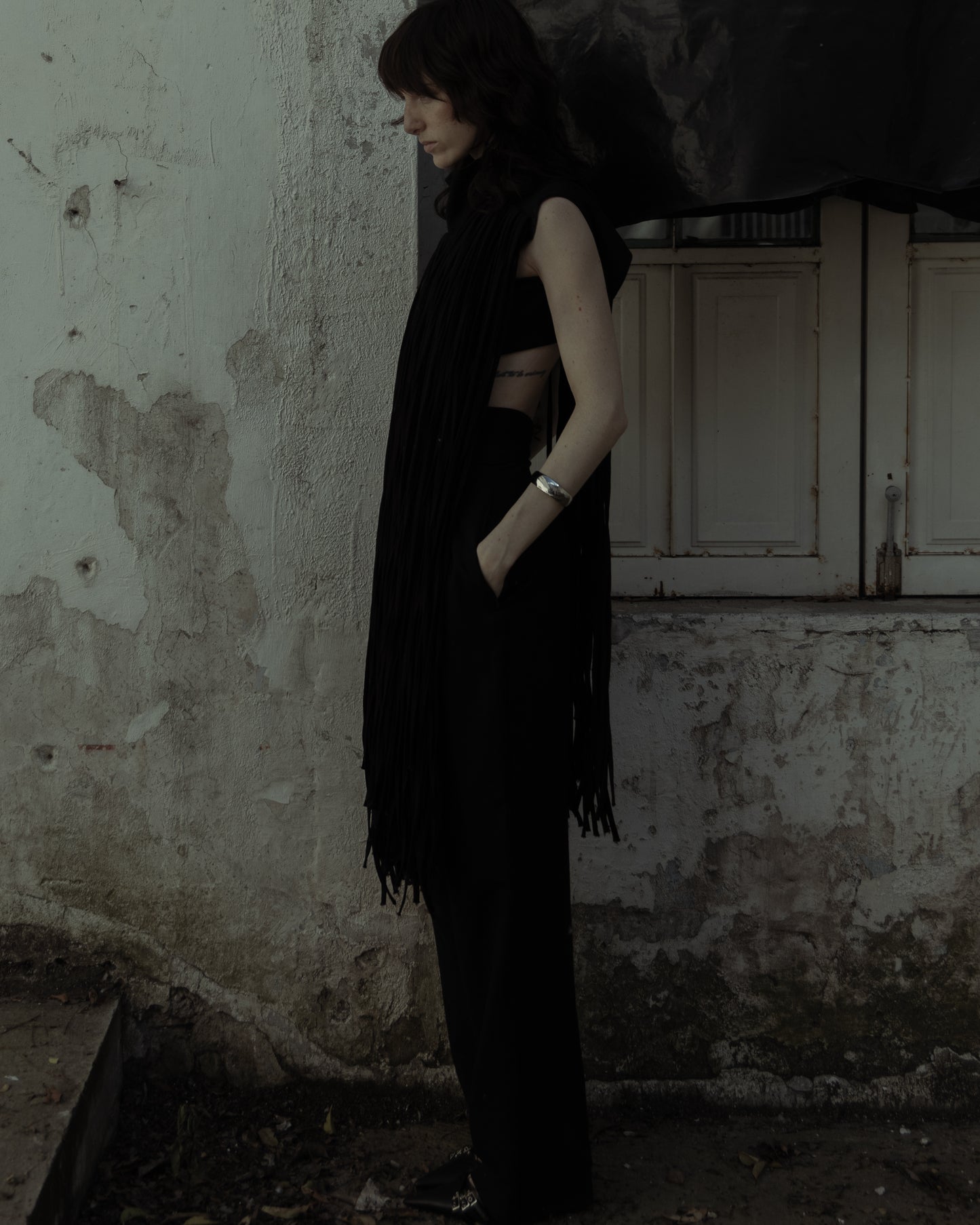 Maison Isabel Maciel hanging straps denim bolero, featured in lookbook.