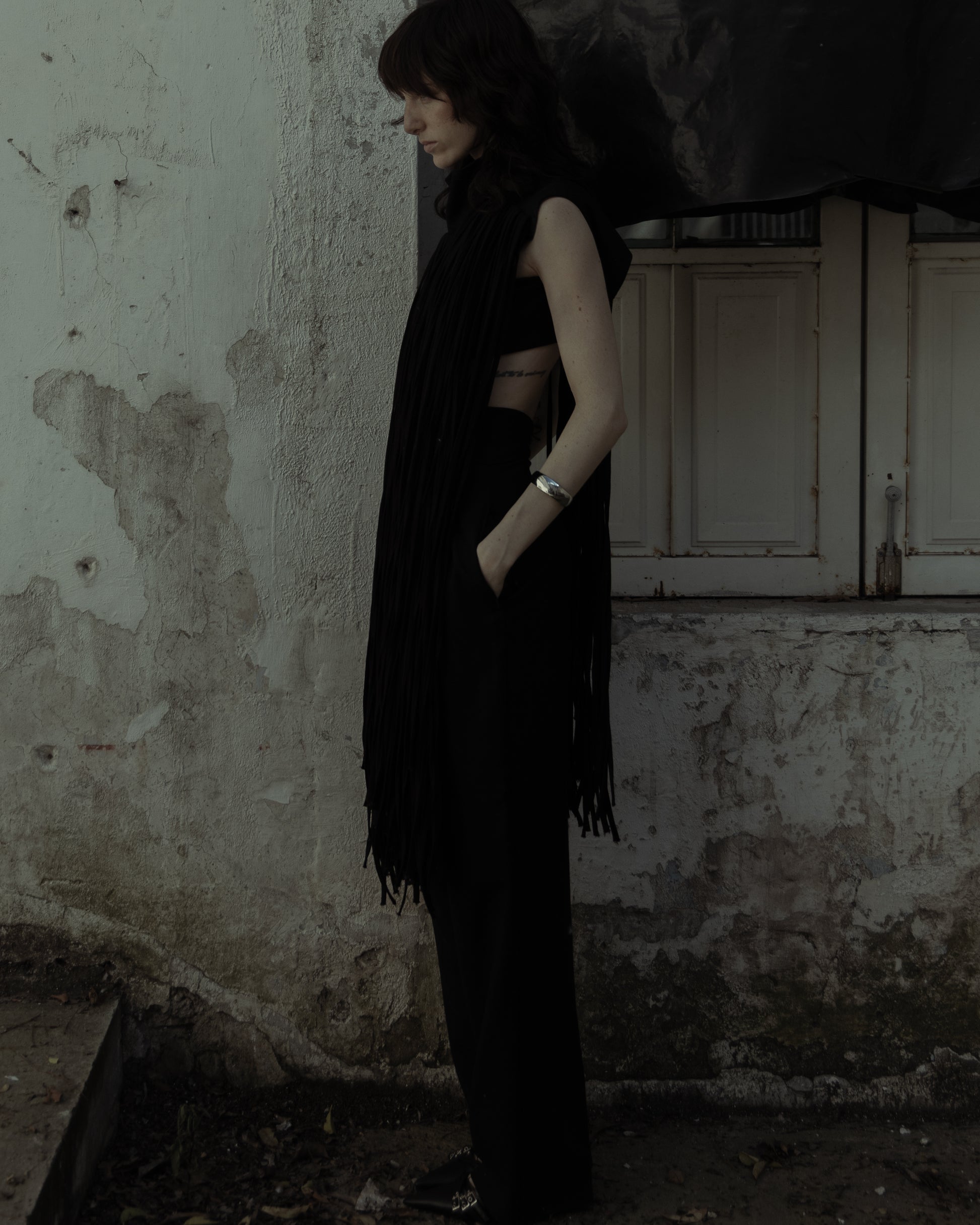 Maison Isabel Maciel hanging straps denim bolero, featured in lookbook.
