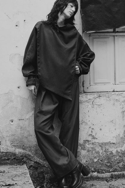 Maison Isabel Maciel oversized extended sleeve suit, featured in lookbook.